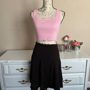 Brown nylon midi skirt